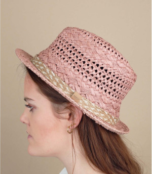 trilby paille rose Bobizi dusty pink